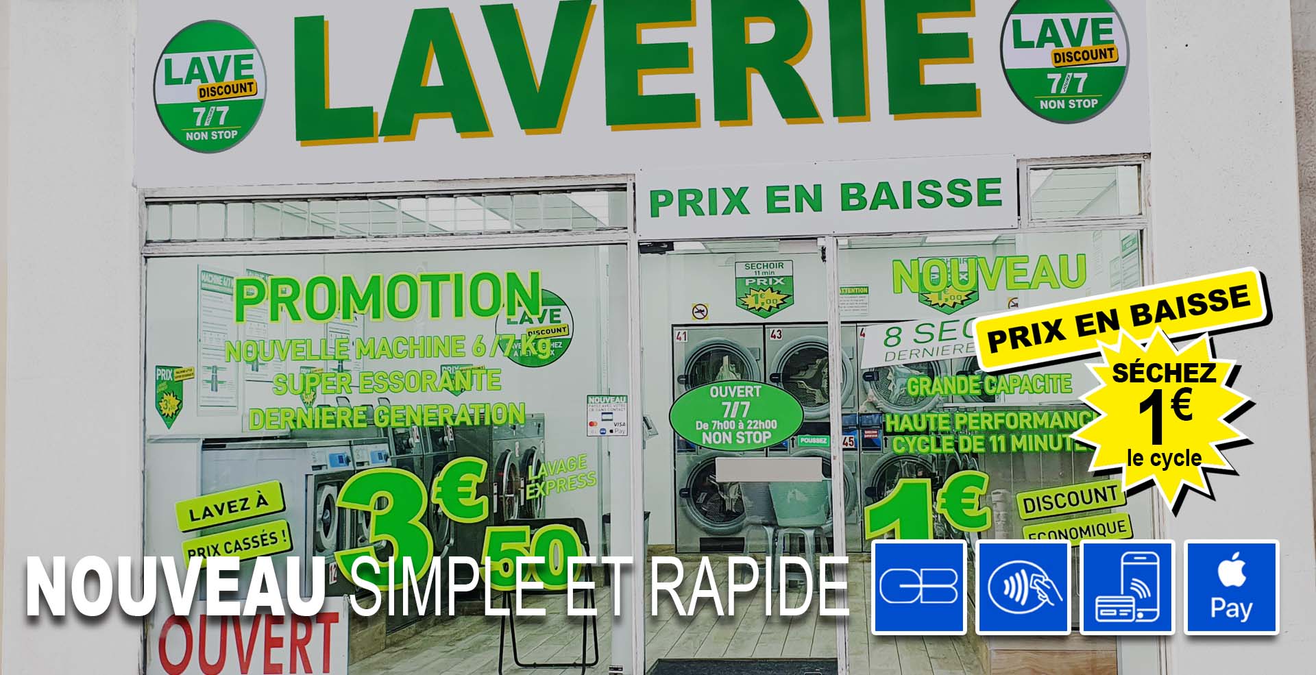 Laverie Automatique rue Pouchet Paris, 14 Machines à laver et 8 séchoirs